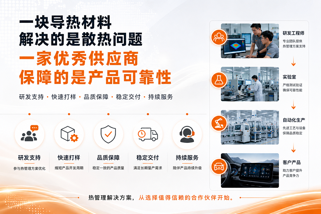一块导热材料解决的是散热问题,一家优秀供应商保障的是产品可靠性 一块导热材料解决的是散热问题,一家优秀供应商保障的是产品可靠性