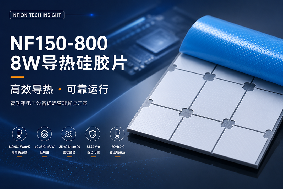 高功率时代的热管理新选择:8W导热硅胶片NF150-800如何实现高效散热与可靠运行 高功率时代的热管理新选择:8W导热硅胶片NF150-800如何实现高效散热与可靠运行