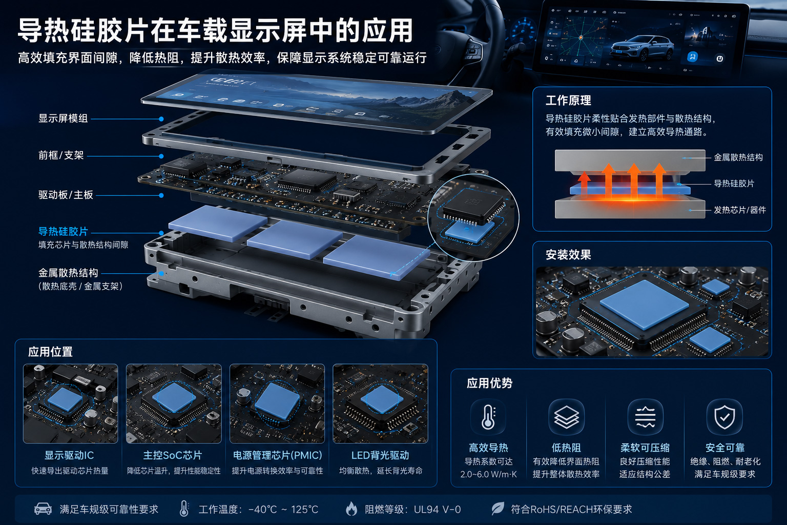 导热硅胶片在车载显示屏中的应用