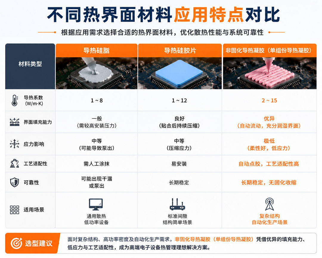 导热材料选型对比图 导热材料选型对比图
