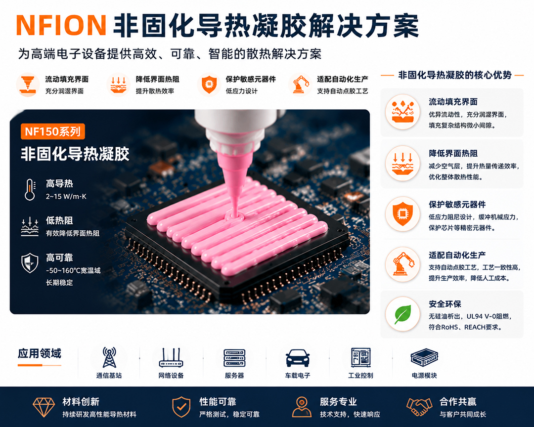 诺丰NFION非固化导热凝胶解决方案 诺丰NFION非固化导热凝胶解决方案